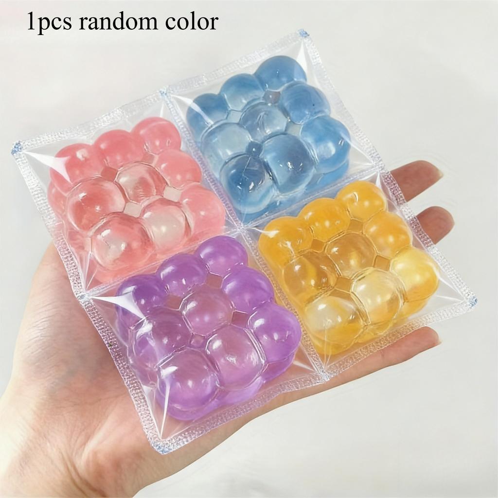 1Pcs Random Color Cube Maltose Squeeze Toy Soft Transparent Stress Relief Bubble Fidget Toy Portable Hand Decompression Toy