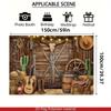 2D Wild West Farmhouse Tapestry, Rustic Cowboy Scene with Cactus and Saddle Wall Decor