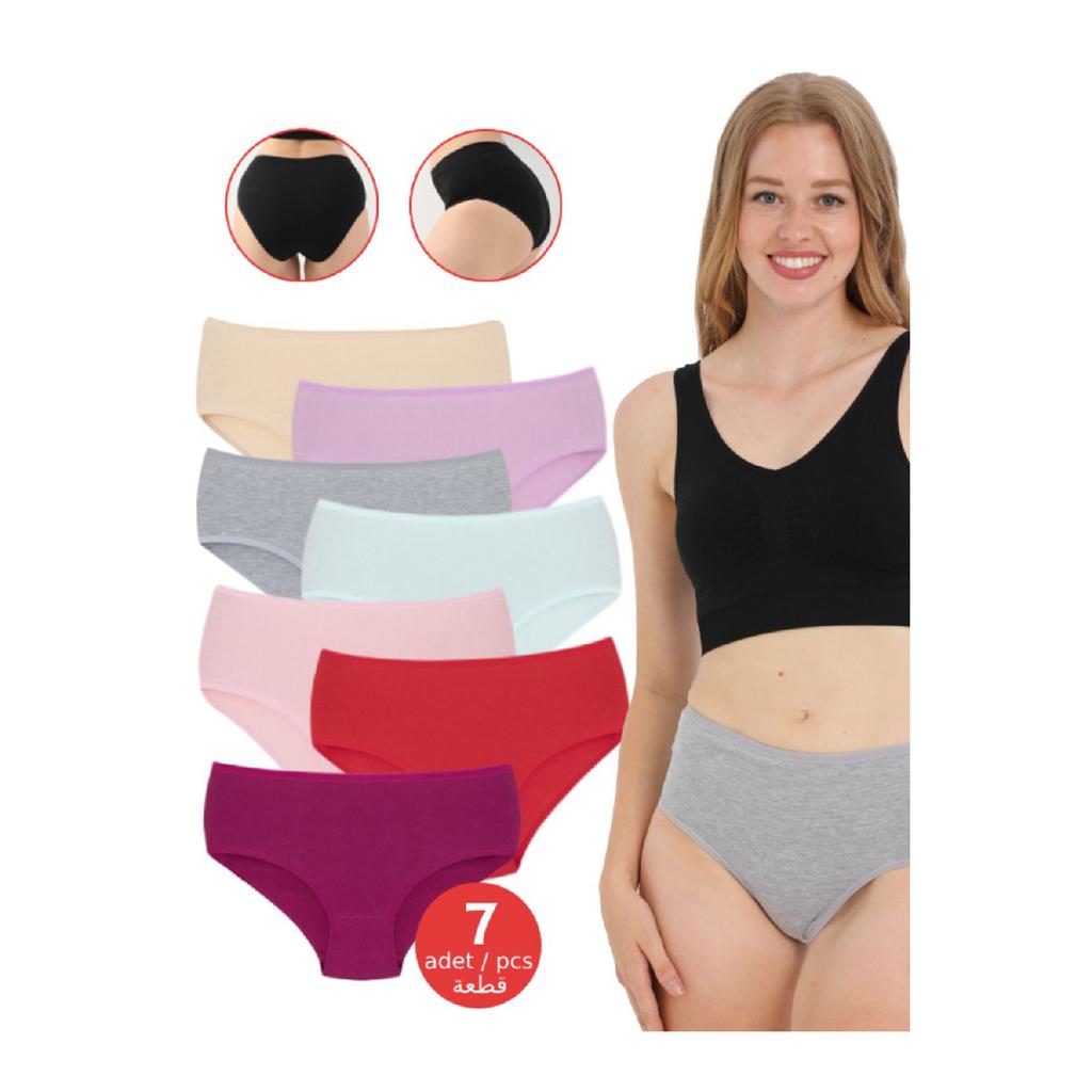 Women's Bato High Waist Colorful Seven Day Daily Panties 7 Pack