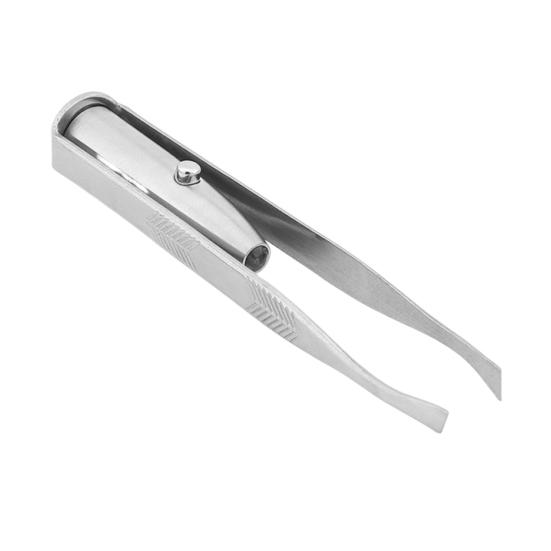 Stainless Steel Eyebrow Clip with LED Light Professional Lighted Eyebrow Tweezers Eyelash Brow Hair Removal Clamp Women Makeup Tools