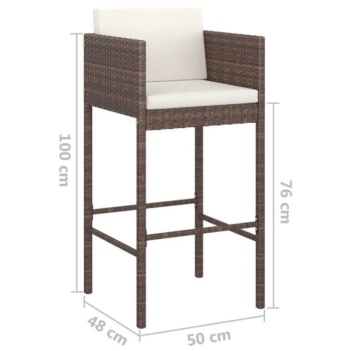VidaXL Meubles de Bar de Jardin 3 pcs et Coussins Meubles d'Extérieur Table et Chaises de Patio Salon de Jardin Terrasse 3094777