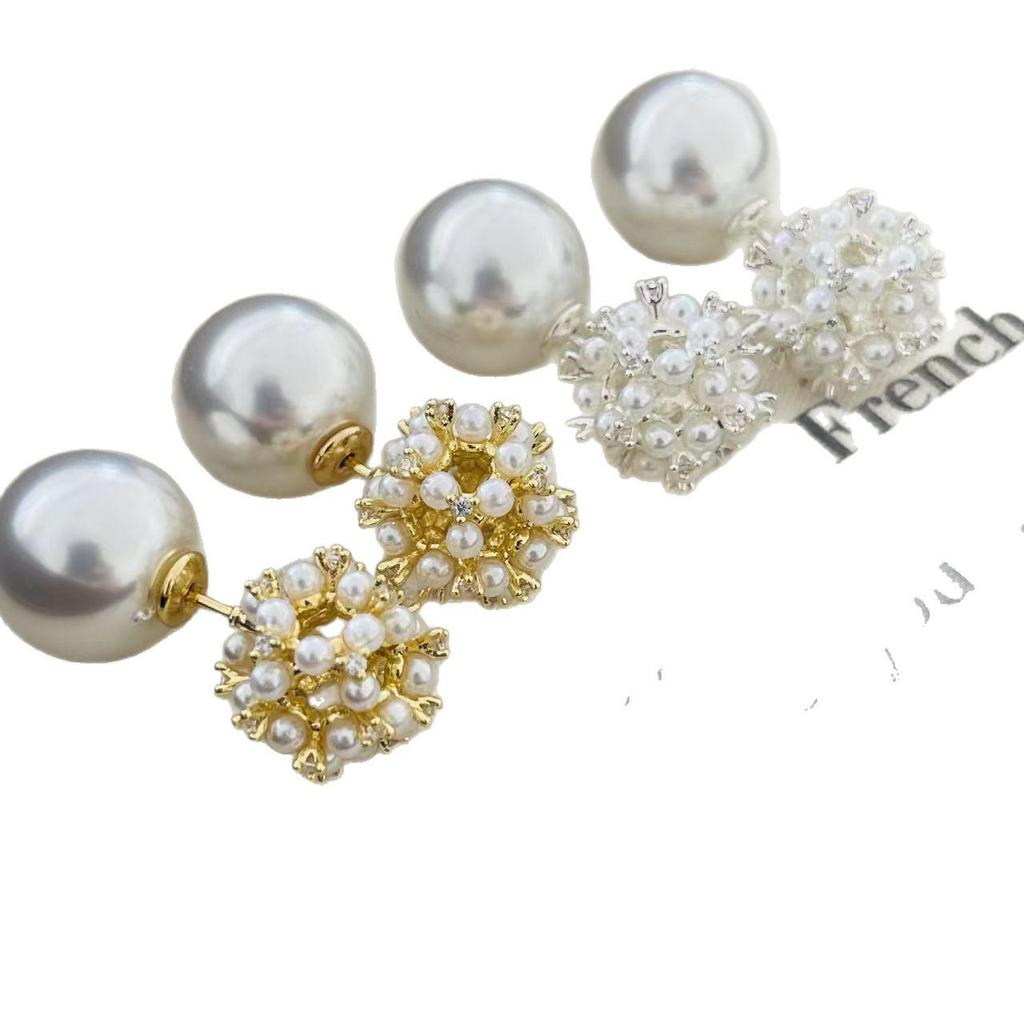 Eleganckie Francuskie Kolczyki z Cyrkoniami, Fajerwerkami i Perłami - Wszechstronna Luksusowa Moda dla Kobiet