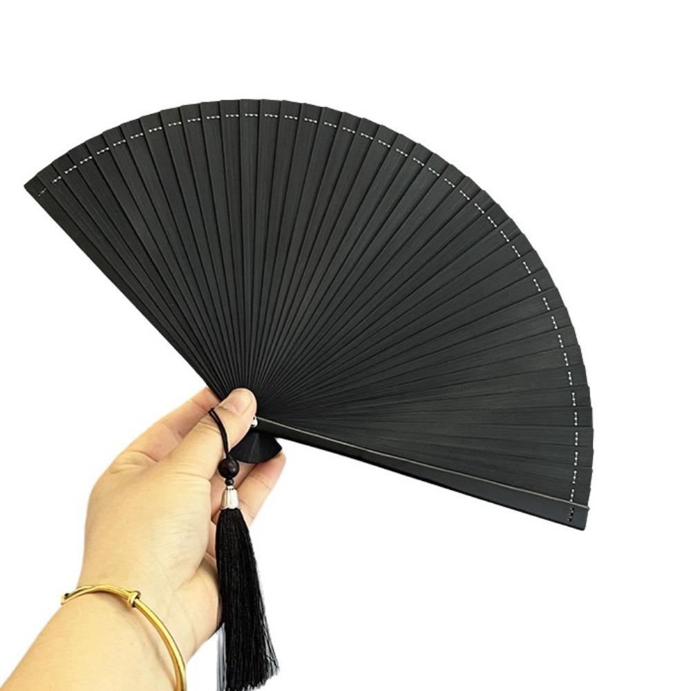 Chinese Style Tassel Folding Fan Solid Color Kimono Fan Elegant Handheld Fans  Wedding Party Decor