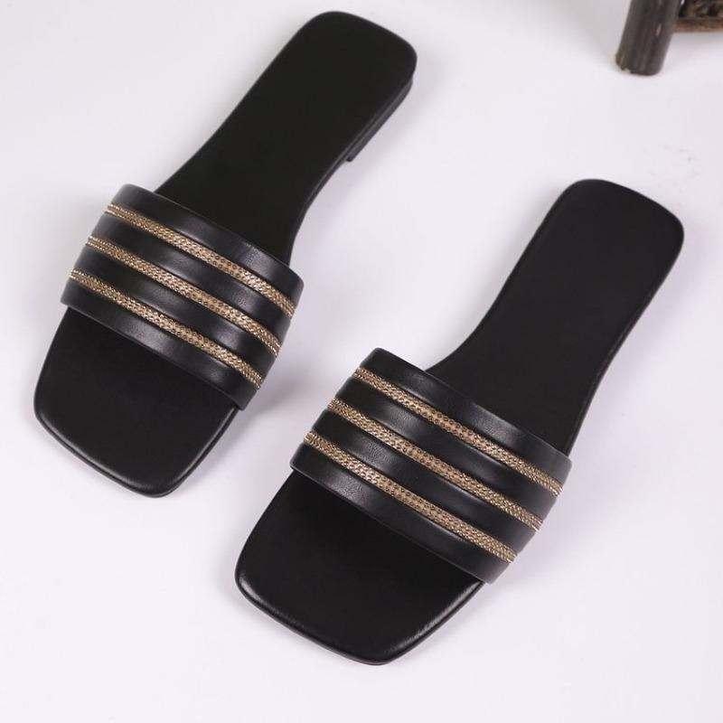 Fashion Luxury Brand Women's Slippers Flat Anti Slip Outdoor Open Toe Beach Women's Sandals Sexy Fashion Design Slip on Women's Shoes