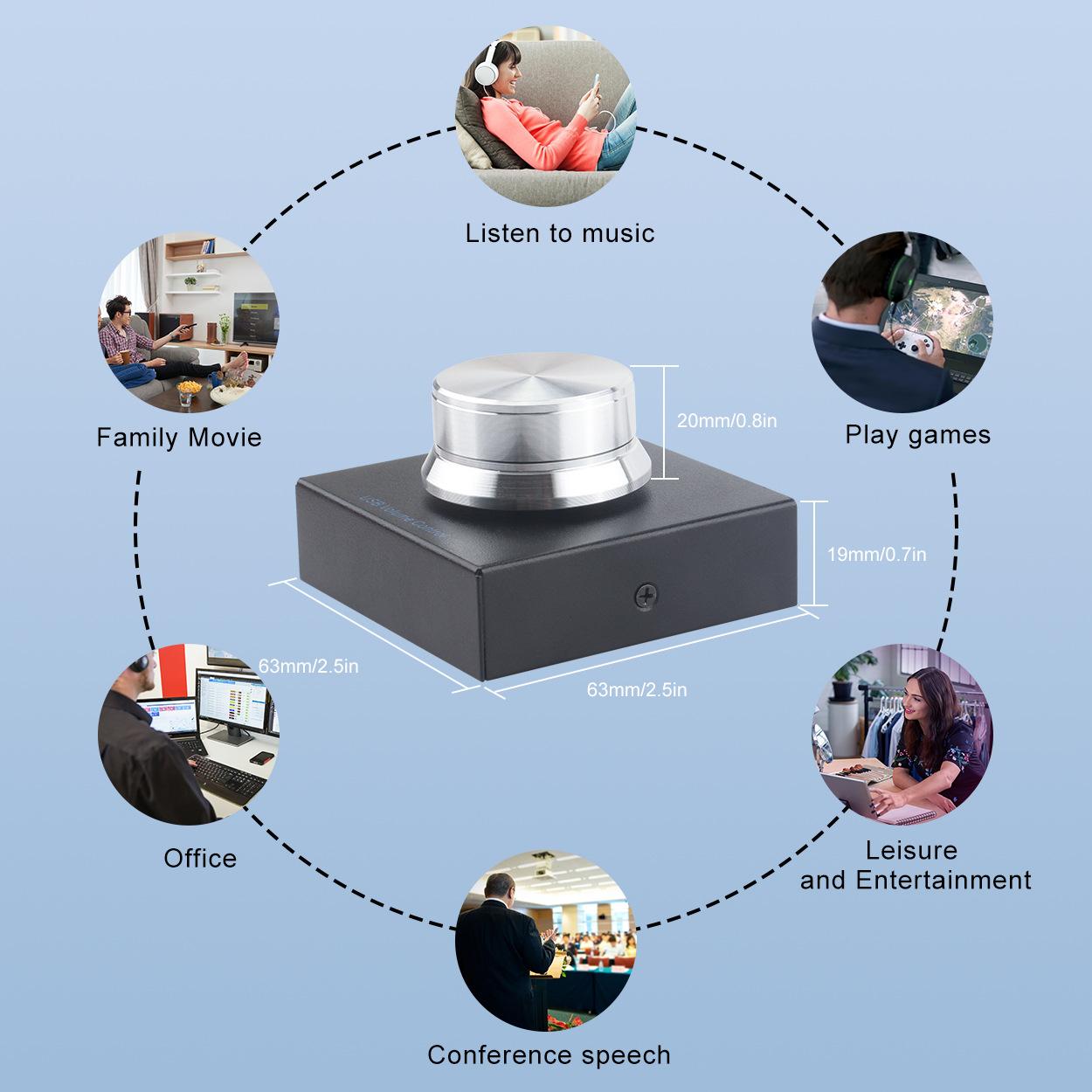USB-регулятор громкости ПК Компьютерный динамик Регулятор громкости звука Кнопка отключения звука Plug and Play