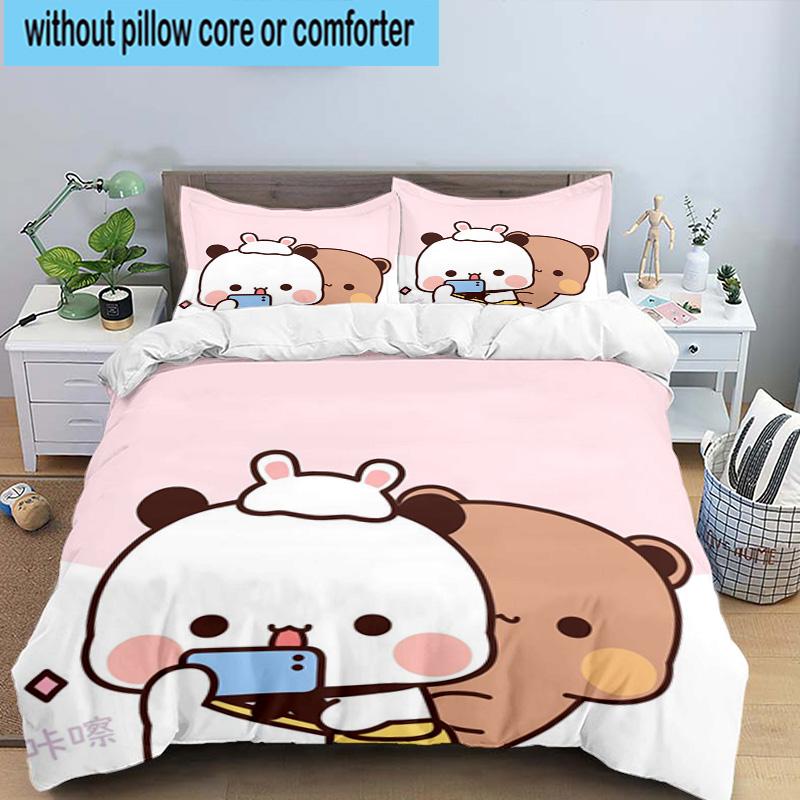 3PCS Bobo Dudu In Love  3pcs Bedding,Including 3PCS Duvet Cover And 2pcs Pillowcases Perfect for Christmas,Ideal for Bedroom, Dormitory
