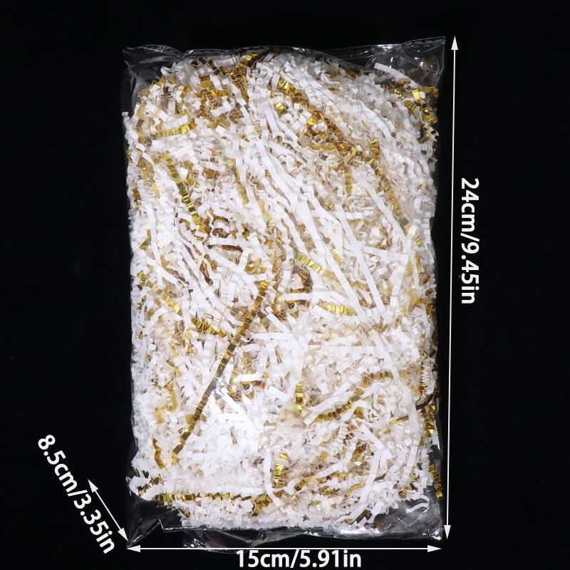 2packs (100g/pack) Double-Sided Golden Pleated Paper Silk Gift Box Filler with Raffia Matching Accessories