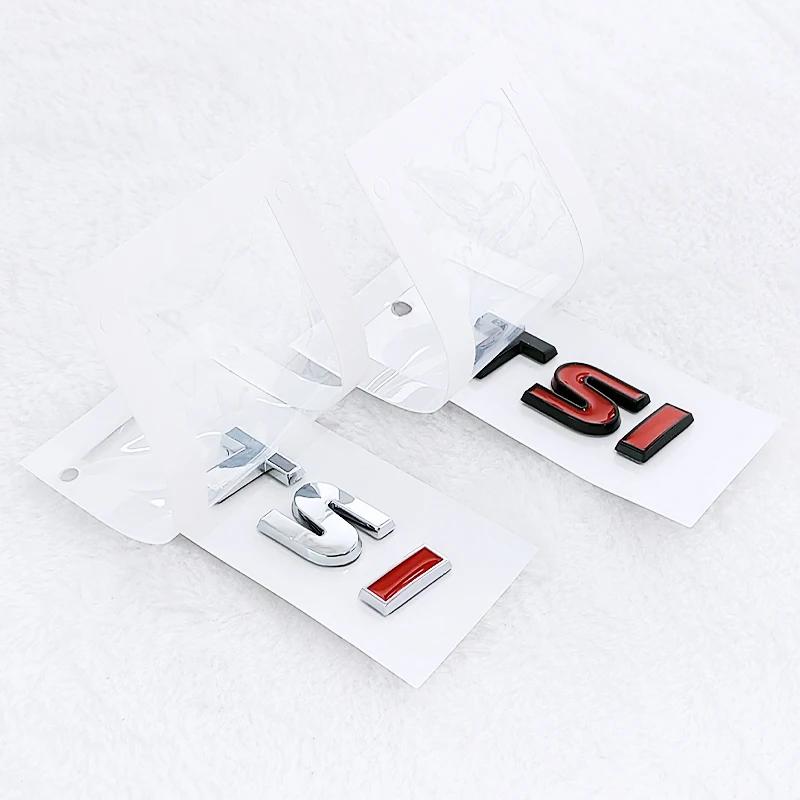 YKPSC1 3D ABS Chrome Black Logo TSI Emblem Letters Car Trunk Badge For VW Polo Jetta Golf 4 5 6 7 8 MK4 MK6 MK7 TSI Sticker Accessories