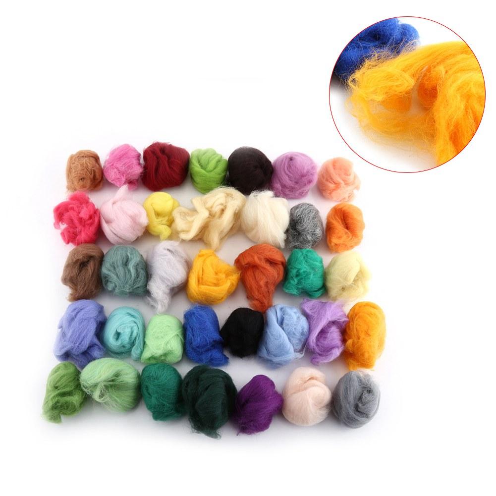 36 Colors Wool Fiber Dyed Roving For Needle Felting Hand Spinning Set