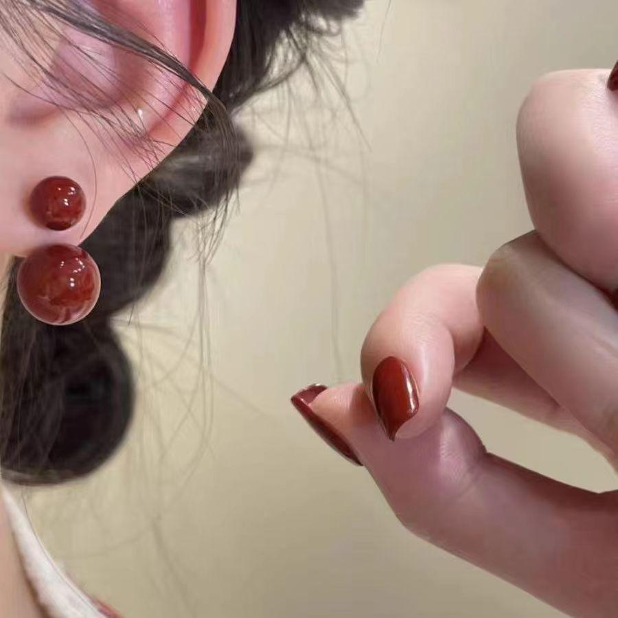 1 Pair Elegant Copper Earrings with Imitation Pearls, Simple Design, Needle Earrings for Two Ways of Wearing