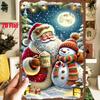 D Flat Pc D Flat Metal Sign Santa Claus and Snowman Enjoying a Cozy Night Together Holding Hot Drinks with a Full Moon a