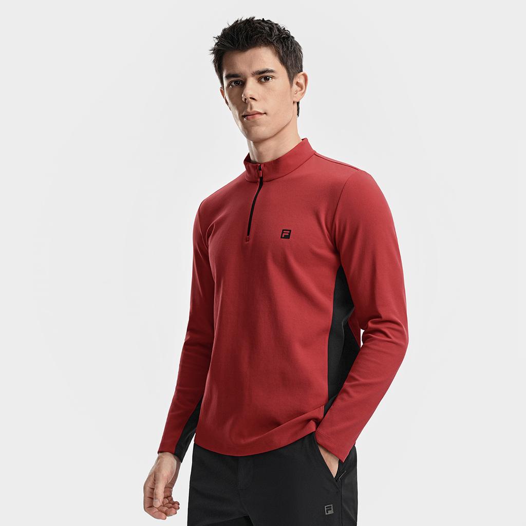 FILA Explore Optima Functional T Simple Sports Outdoor Versatile Comfortable Breathable Long Sleeve T-Shirt Men tops Hot-Red A11M617217FRD