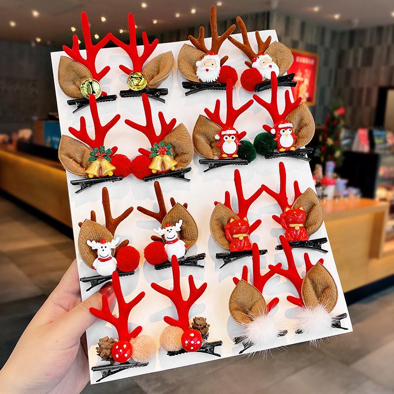 Christmas Reindeer Antler Hair Clip – Cute Cartoon Design for Kids & Women
