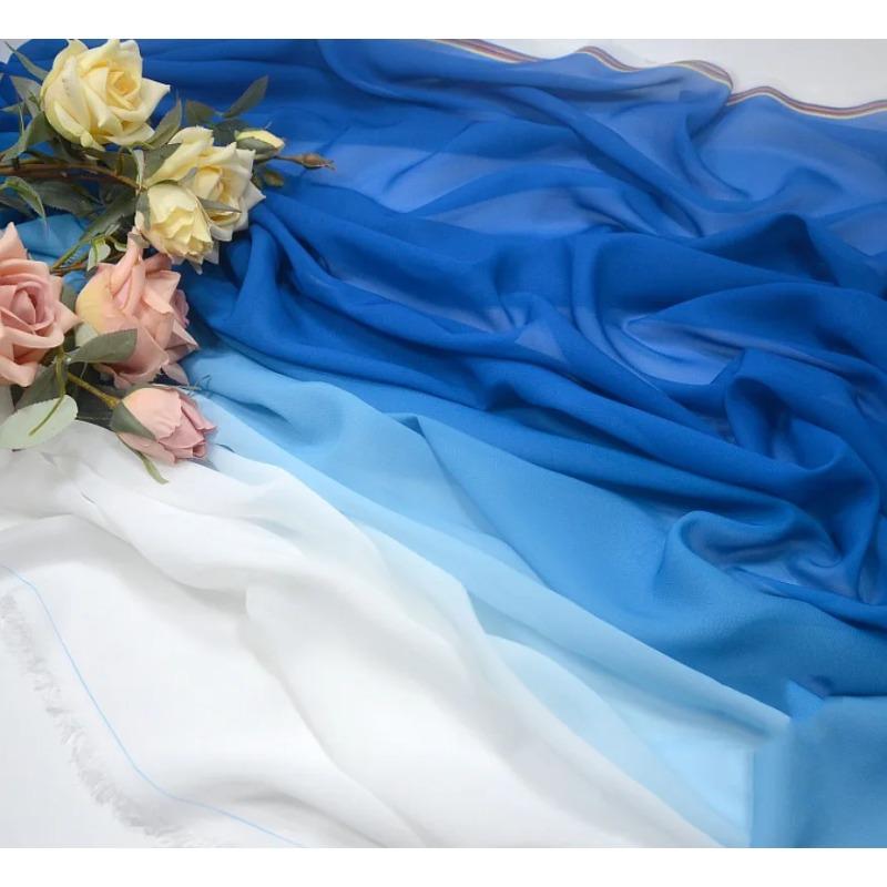 Gradient Color Organza Tulle Fabric 100D Chiffon Fabric for Diy Ancient Style Hanfu Dress Stage Dance Costume Drape Decor Craft