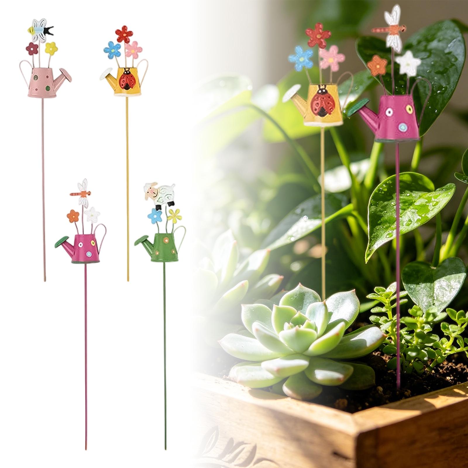 

Set Of 3 Metal Garden Stakes, Whimsical Animal & Flower Potted Plant Yard Decor, Colorful Outdoor Ornaments For Flower Beds & Lawns One Size