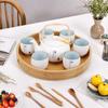 ZISIZ Retro Bamboo Round Tea Tray with Handles