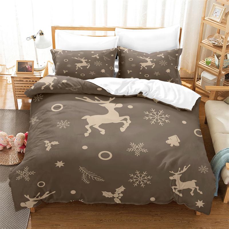Merry Christmas Duvet Cover Set Twin King Queen Cartoon Santa Claus Bedding Set Polyester Christmas Gingerbread Man Quilt Cover