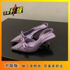 Temperament with Skirt Bow Single Shoes French Purple High Heels Bag Head Sandals Fairy Shoes 2025 Spring and Summer