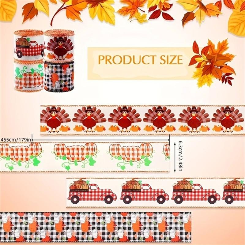 Thanksgiving 5 Yards Pumpkin Orange Ribbon for Crafting and Gift Wrapping Fall Harvest Polyester Ribbons