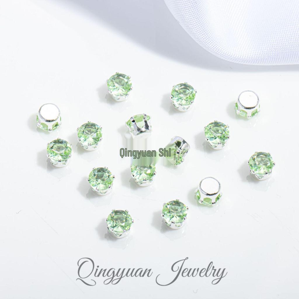 Round Claw Zircon Crystal DIY Jewelry Accessories for Bracelets, Necklaces, Wedding Dresses, and Dance Costumes