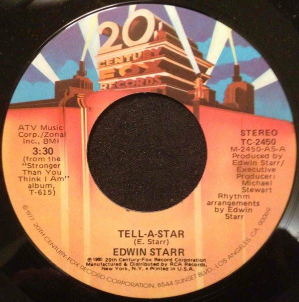 

7inch Record EDWIN STARR - Tell-A-Star / Boop Boop Song TC2450 20th Century Fo 1980 US Soul/Funk Used