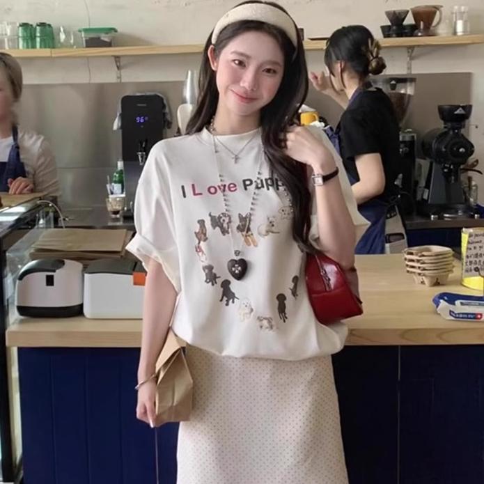 

летняя женская футболка из чистого хлопка с винтажным принтом в стиле Харадзюку с круглым вырезом, свободного покроя, повседневные топы Y2K, графические футболки, черная уличная одежда XXL