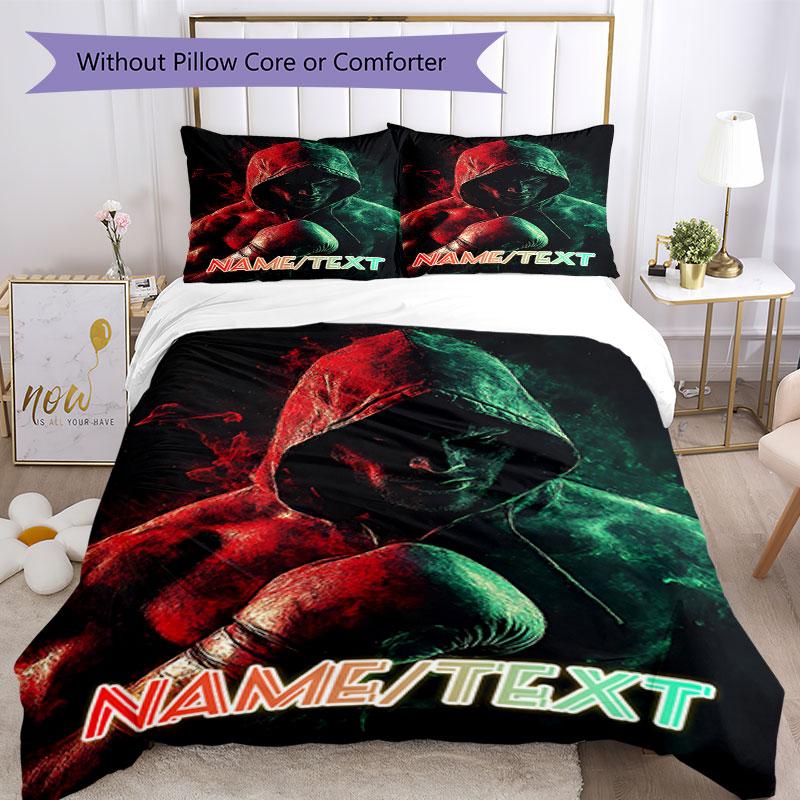 3PC Custom Name Power Hoodie" Bedding Set Printed Bedding Set Duvet Cover Closure Includes 1 Duvet Cover & 9 Pillowcases for Bedroom
