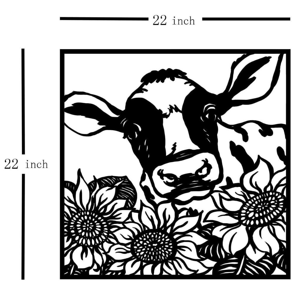 

Farmhouse Metal Wall Art Rustic Cow with Sunflowers Wall Sculpture Decor Cow Sunflowers Wall Art Farmhouse Metal Rustic Decor чёрный