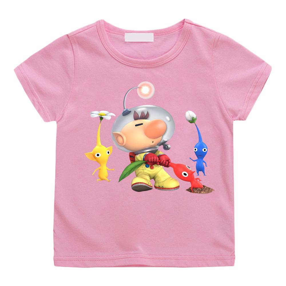 Pikmin GAME Anime Print Casual T-shirts Kids High Quality 100%Cotton Tees Boys Girls Tops Children Intellectual Fun Cartoon Tshirts Summer Clothes