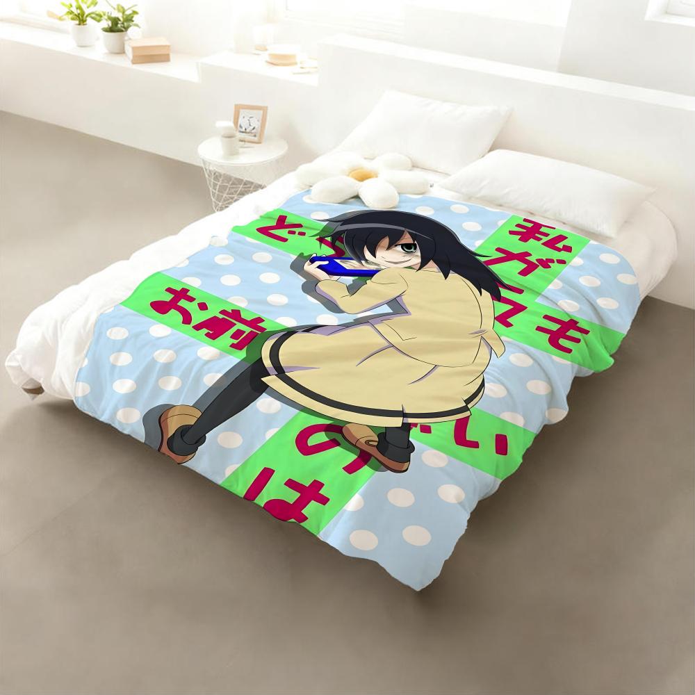

Anime Watamote Throw Flannel Throw Blanket: Soft Kid-Friendly Warm Anti-Static All Season Washable Couch Bed Home 75x90cm