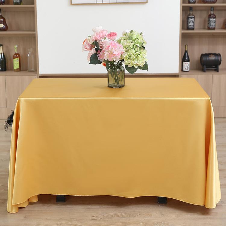 Hotel Tablecloth Conference Tablecloth Table Skirt Satin Glossy Rectangular Square Solid Color Banquet Tablecloth Navy Blue Thickened