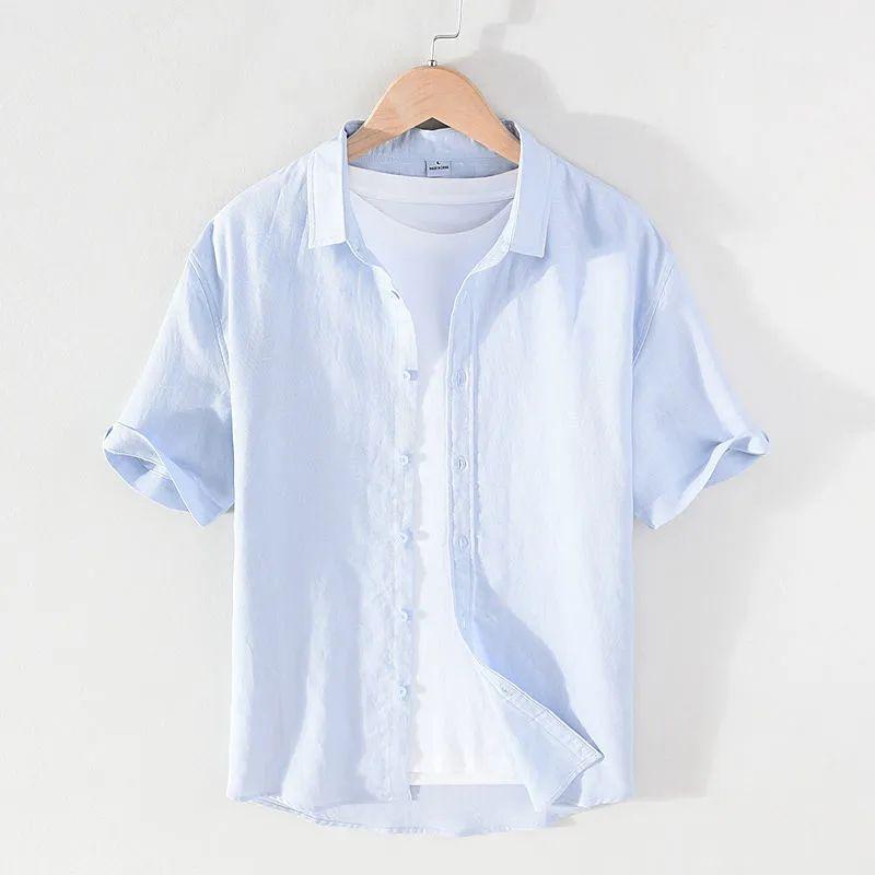 Japanese Cotton Linen Long-Sleeve Shirt - Casual, Loose, Solid Color, Fresh Youthful Style