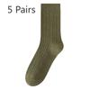 5 Pairs of Women's Spring and Autumn Style New Cylinder Pure Cotton Pile Socks