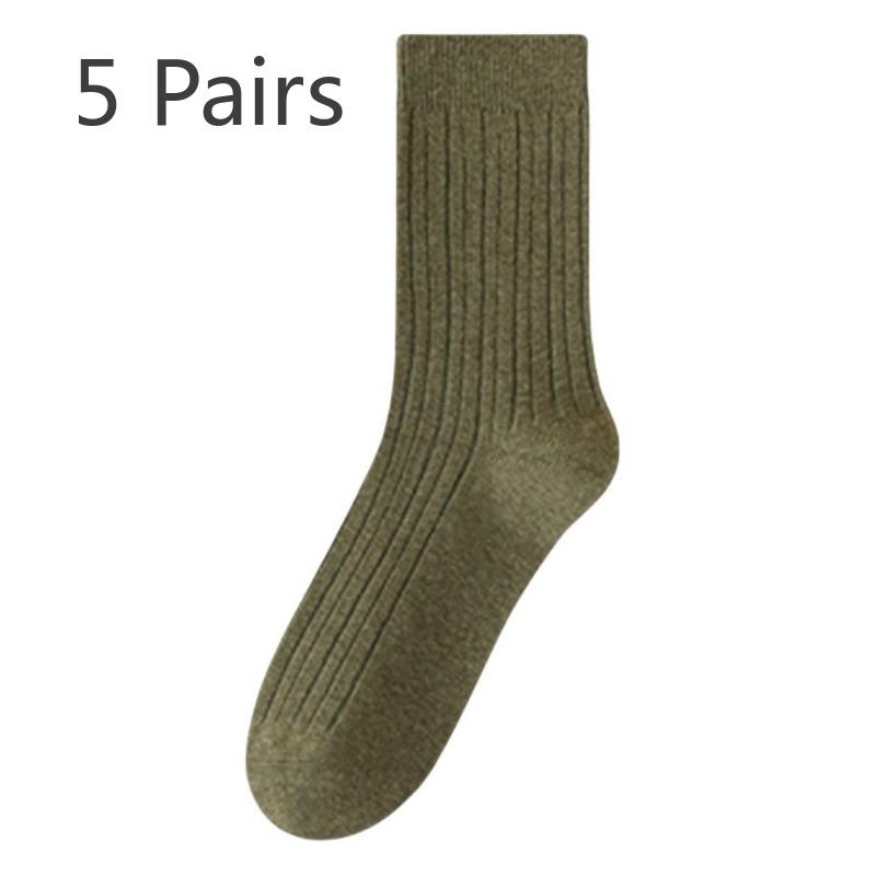 5 Pairs of Women's Spring and Autumn Style New Cylinder Pure Cotton Pile Socks