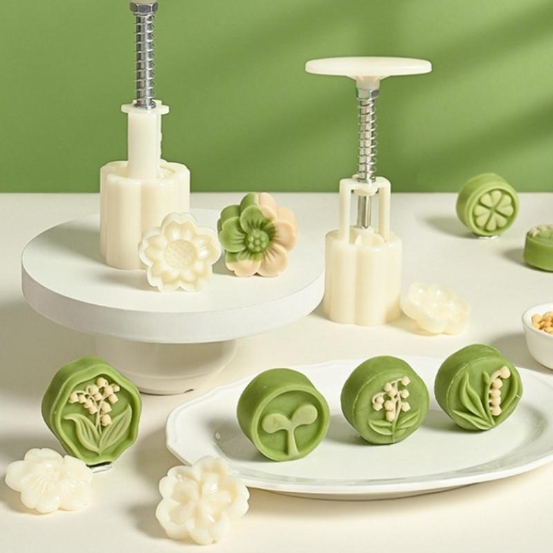 Convenient and Safe to Use Plastic Molds Green Bean Snacks Making Molds Practical Cooking Stamp Set for Festival