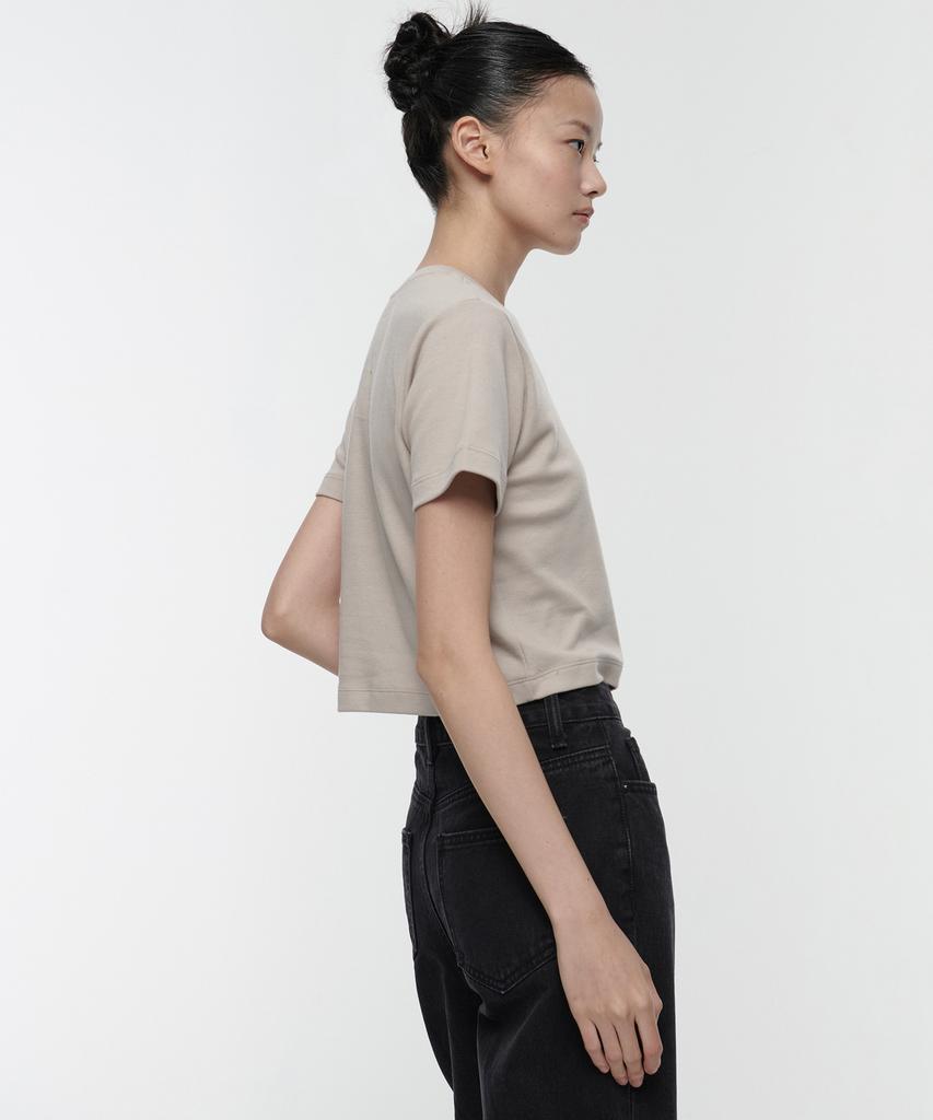 MUSINSA STANDARD WOMAN Women'S Crew Neck Crop T-Shirt [Mushroom]