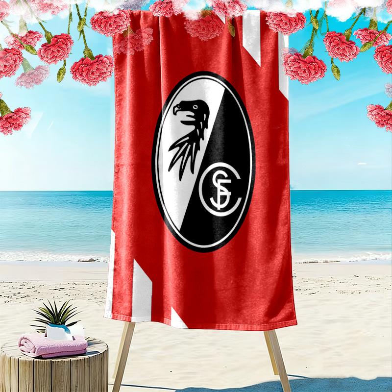 SC Freiburg Print Strandtuch, Großes Weiches Schnelltrocknendes Handtuch für Strand Camping Schwimmen 70cmx140cm(27x55inch) black