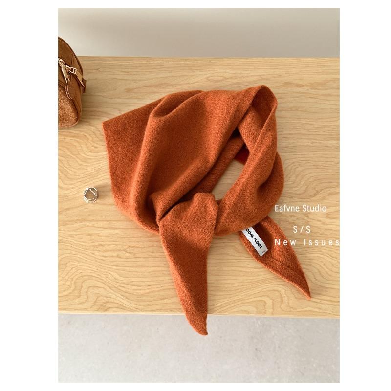 All wool Knitted Triangle Scarf Autumn and Winter Solid Color Versatile Shawl Vest Warm Shoulder Pads