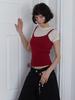 MEENDERI 2Way Sheer Layered Half Sleeve - Red