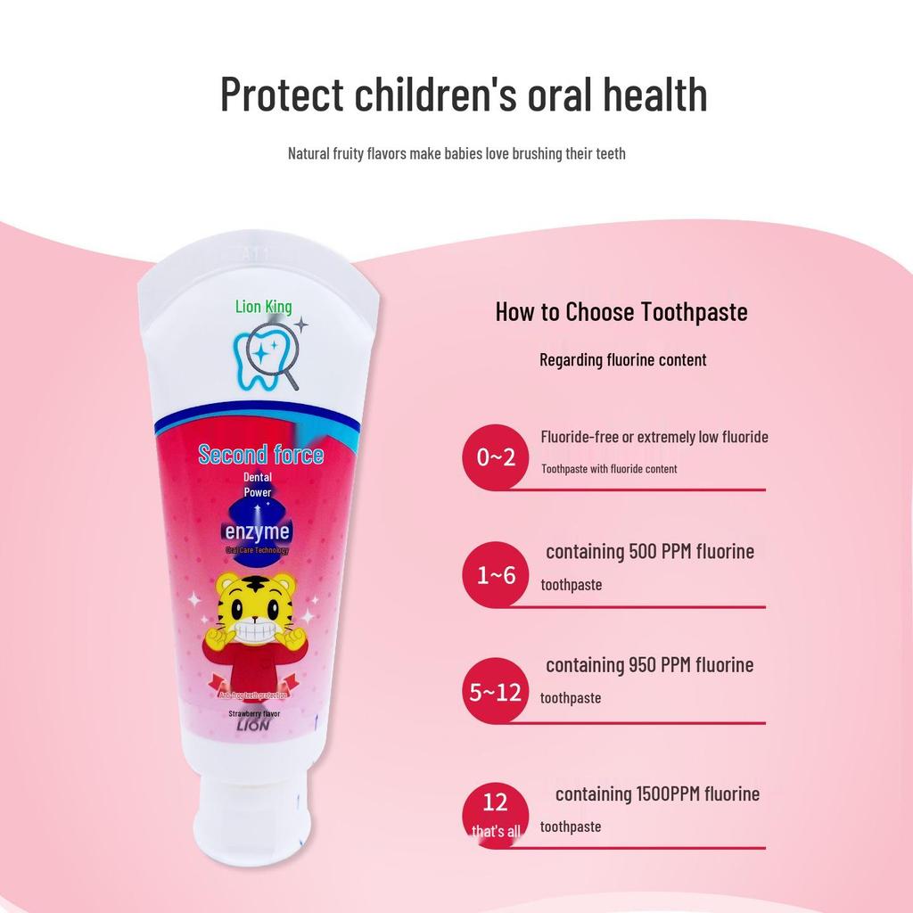 Lion Kid's Enzyme Toothpaste, 60g – Gentle Plaque Remover, Cavity Prevention for Healthy Baby Teeth