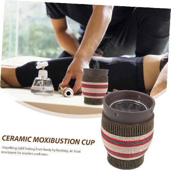 1set Ceramic Moxibustion Cup Portable Heat Insulation Moxibustion Pot for Home Use Massage Tool for Elderly and Wellness Present
