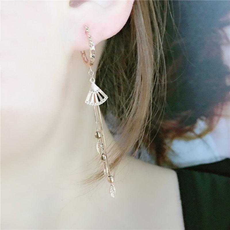 Color Gold Purple Gold Snake Bone Leaf Fringed Earrings Women'S Rose Gold Plated Earrings