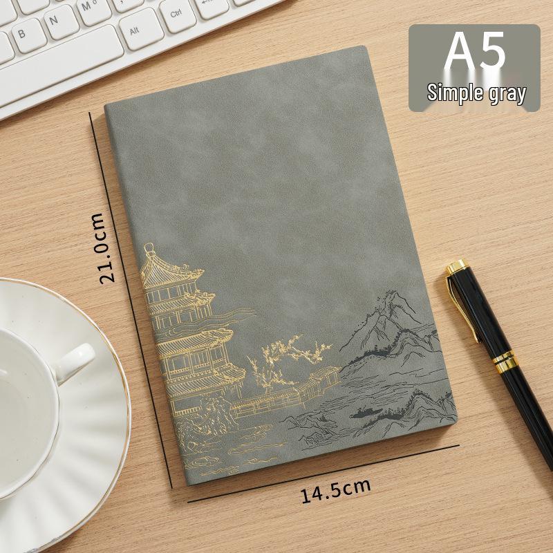 A5 Suede Leather Business Notebook, Custom Chinese-Style Diary with Logo Printing Options