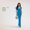 Elegant Rhinestone-Encrusted Bodycon Evening Dress