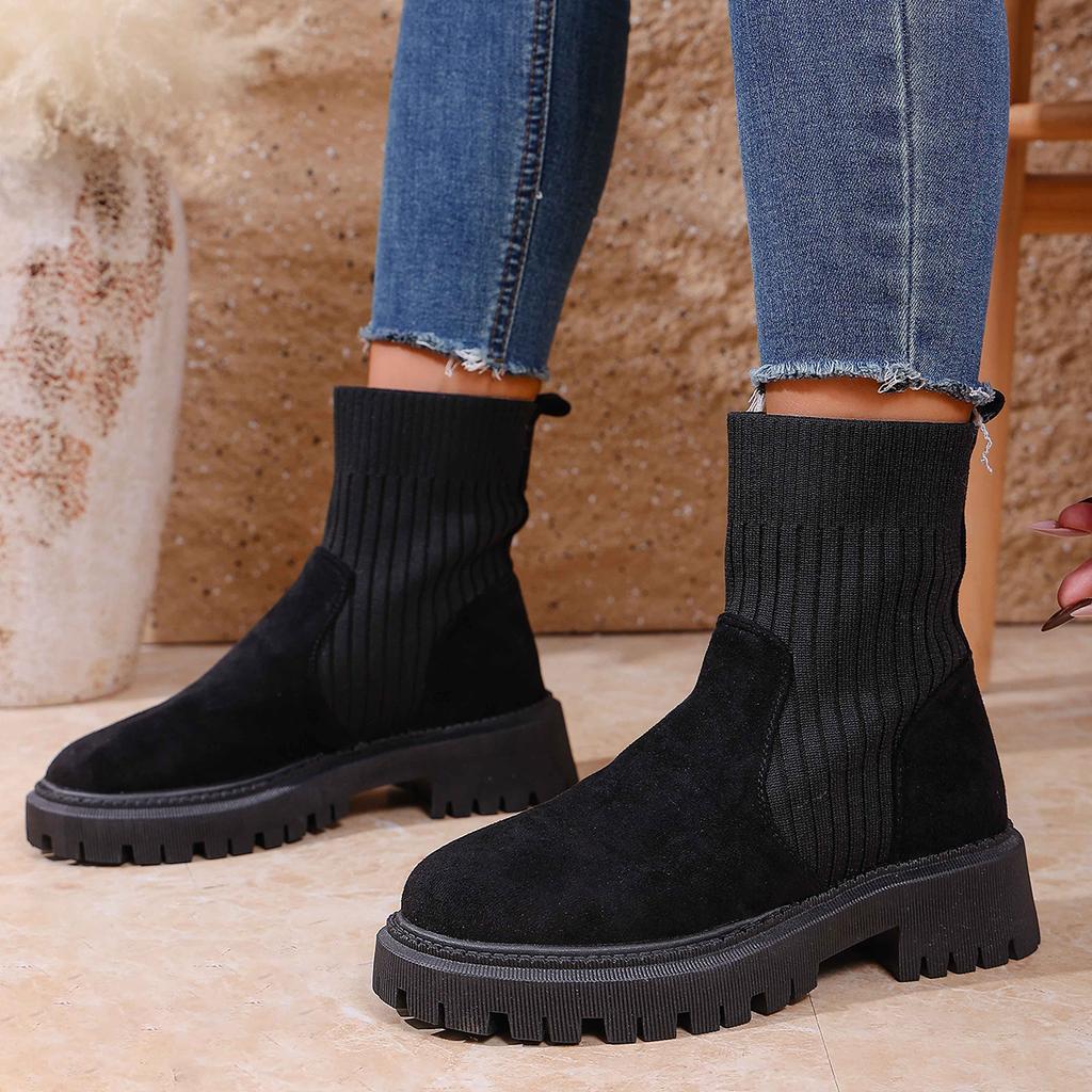 Nowe Damskie Buty Luksusowe Wsuwane Buty na Platformie Damskie Wygodne Outdoorowe Buty Projektanckie Moda Jesień Zima Botki