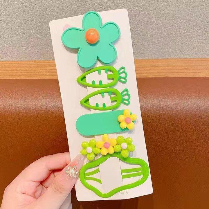 6Pcs/Set Colorful Flower Hair Clips Korean Cloud Cute Cartoon Girls Hairpins Sweet Baby BB Clip Barrettes Kids Hair Accessories