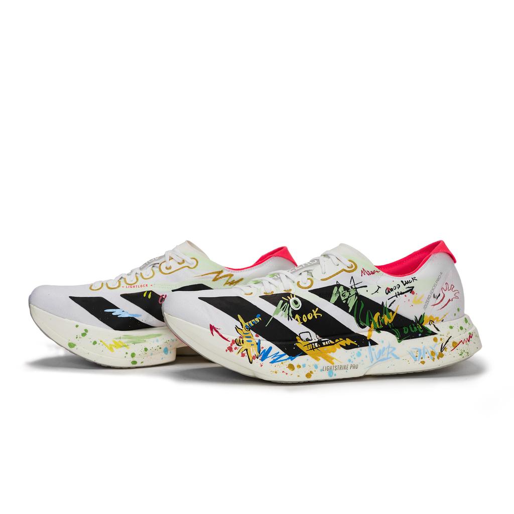 adidas Adizero Adios Pro 4 Slip Resistant Abrasion Resistant Low Top Running Shoes Unisex Black White Yellow Green JR1094(Team80-S-BOX)