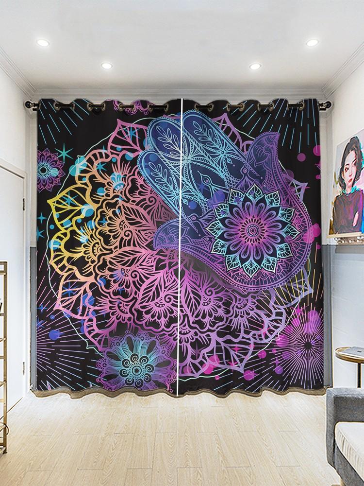 

2 шт. полузатемняющие шторы в стиле бохо, этнические шторы в стиле фатимидов, декорированные вручную для спальни, гостиной, кухни, верхние шторы с кольцом 2x100W240H(CM)&Grommet Top