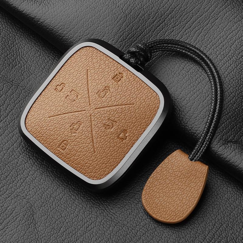 8 Button Aluminum Alloy Goatskin Car Key Case Cover For Zeekr X 001 009 2022 2023 Car Key Case Protect Fob