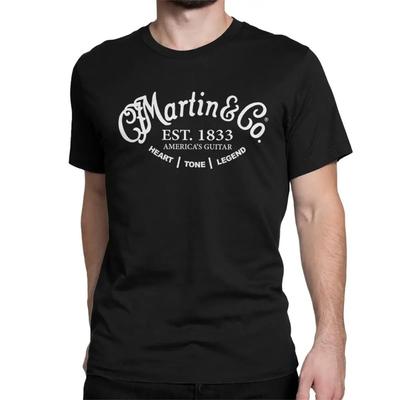 Venta Caliente Verano 2024 100% Algodón Nuevo Logo de Guitarra Martin&Co Camiseta Negra Hombre Manga Corta Camiseta Genial Hip Hop Streetwear Camiseta